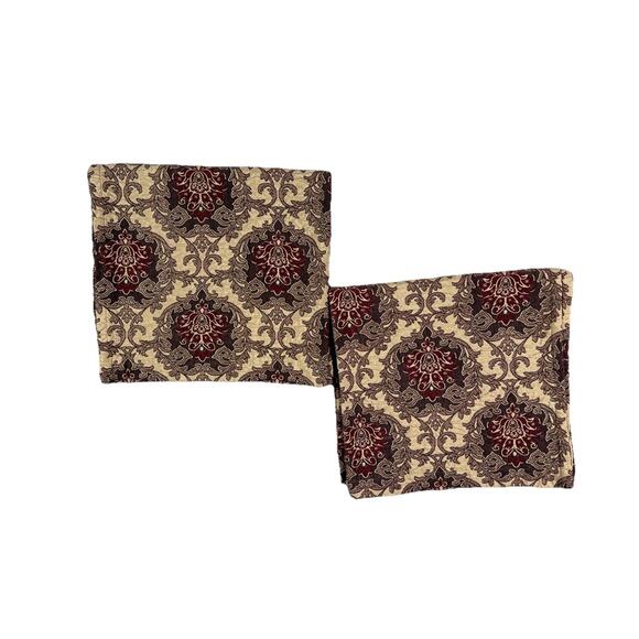 Pair Tapestry Rug Print Curtains Panels Drapes Long 82 Red Tan Brown Luxury Home - Picture 6 of 6